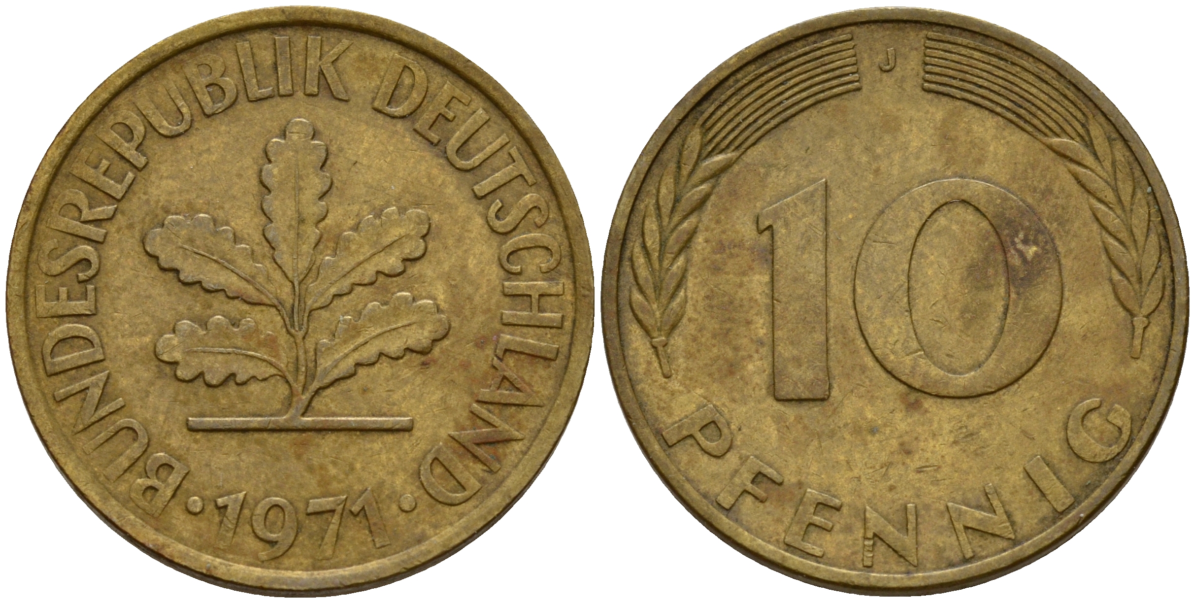 ФРГ 10 пфеннигов 1971 J J. 383, KM 108 сталь плакированная латунью    4603-354