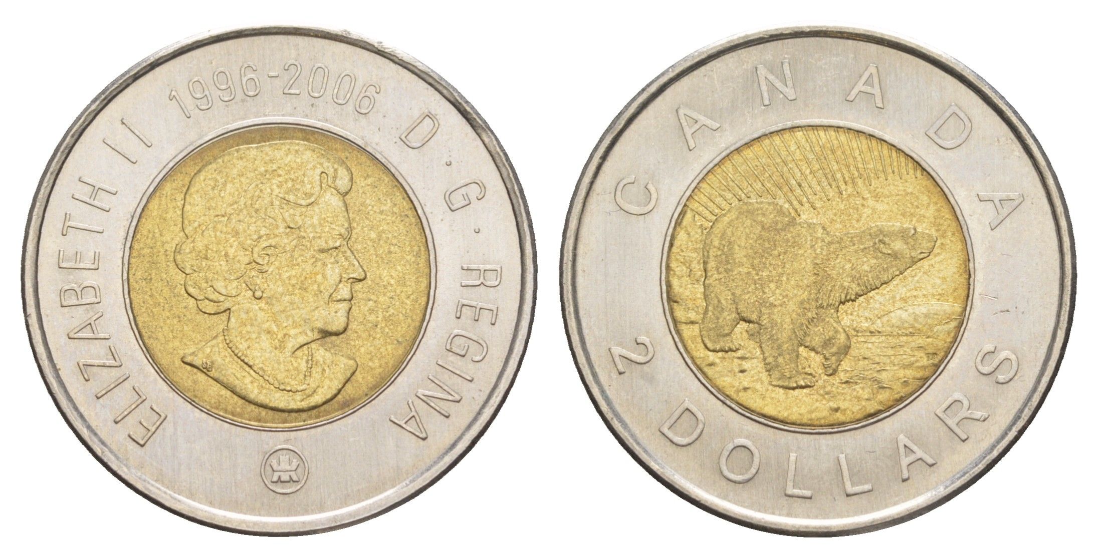 Канада 2 доллара 2006 10 лет чеканки KM 836 биметалл UNC 4631-845