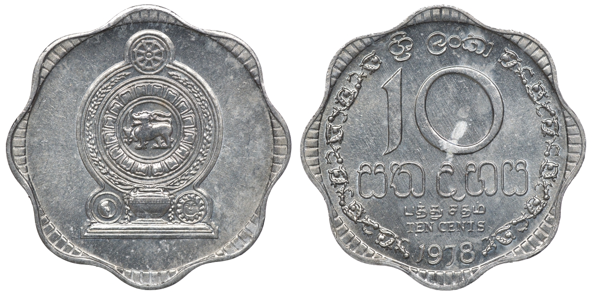 Шри-Ланка 10 центов 1978 KM 140 a алюминий 4118-413