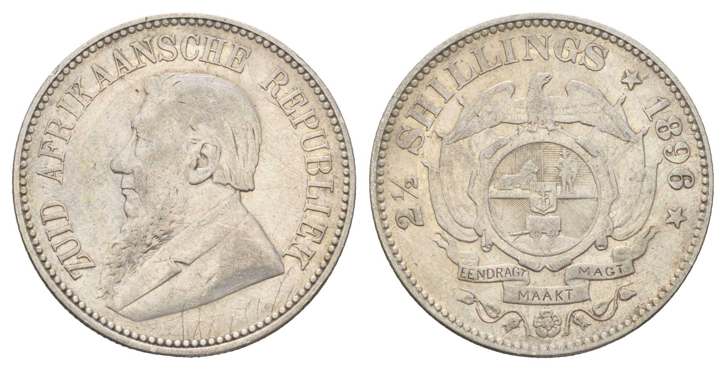 ЮАР 2 1/2 шиллинга 1896 KM 7 серебро 1531-1411