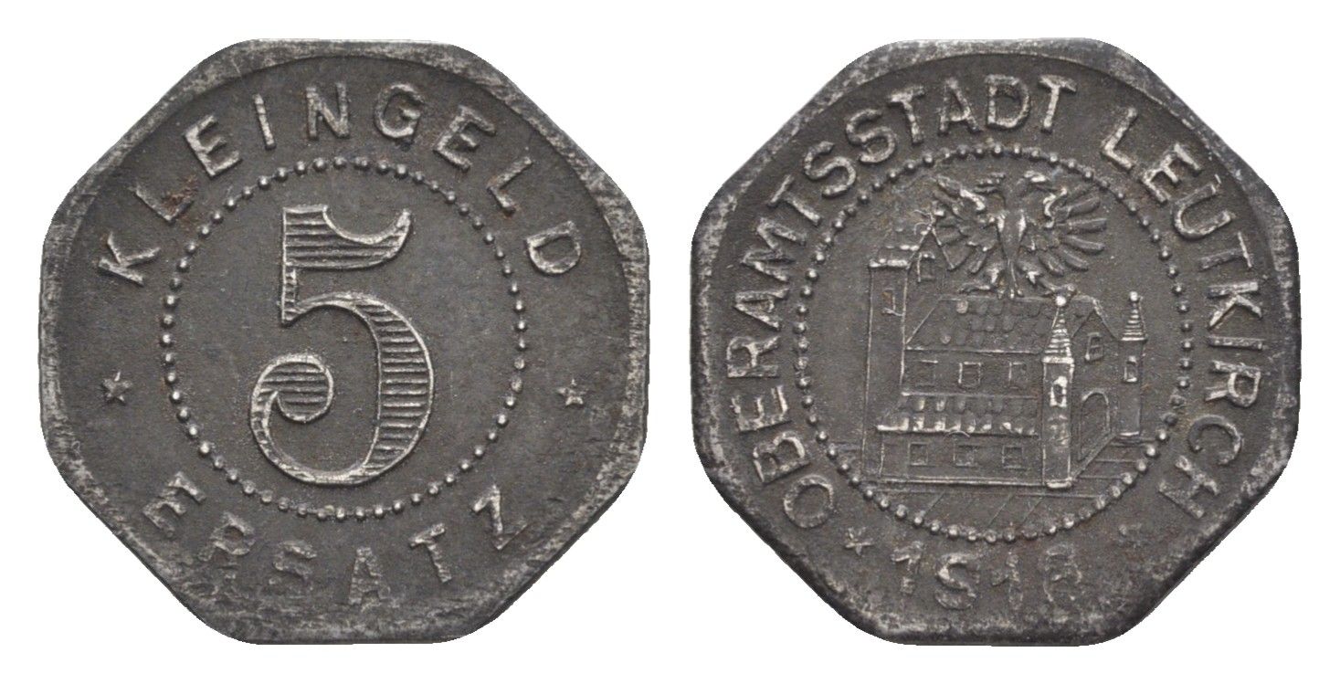 Лойткирх 5 пфеннигов 1918 Funck 294.1A, Men05 15014.1, Men18 18838.1 железо 4516-1035