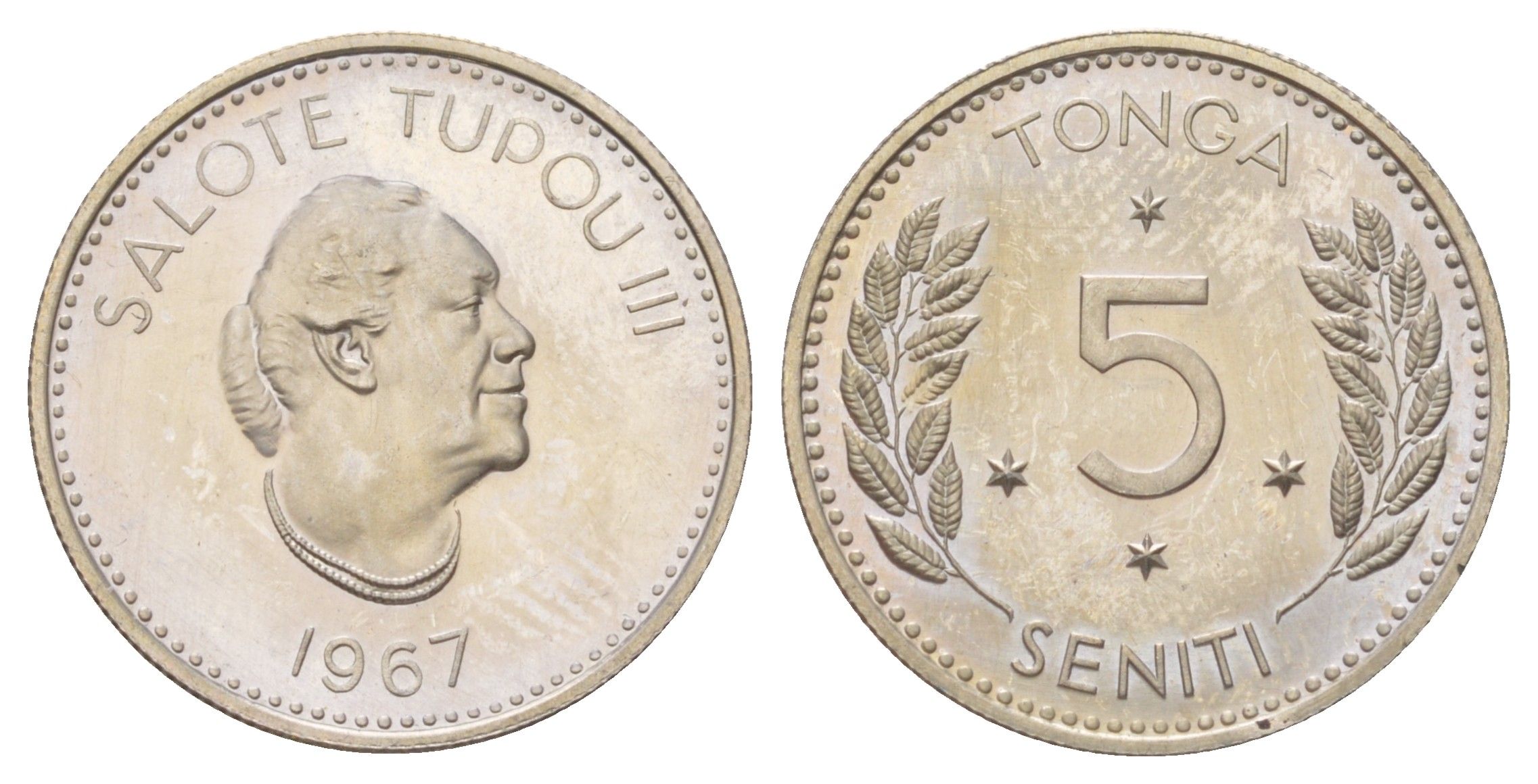 Тонга 5 сенити 1967 Салоте Тупоу III (1900-1965) KM 6 медно-никель PROOF 3896-343