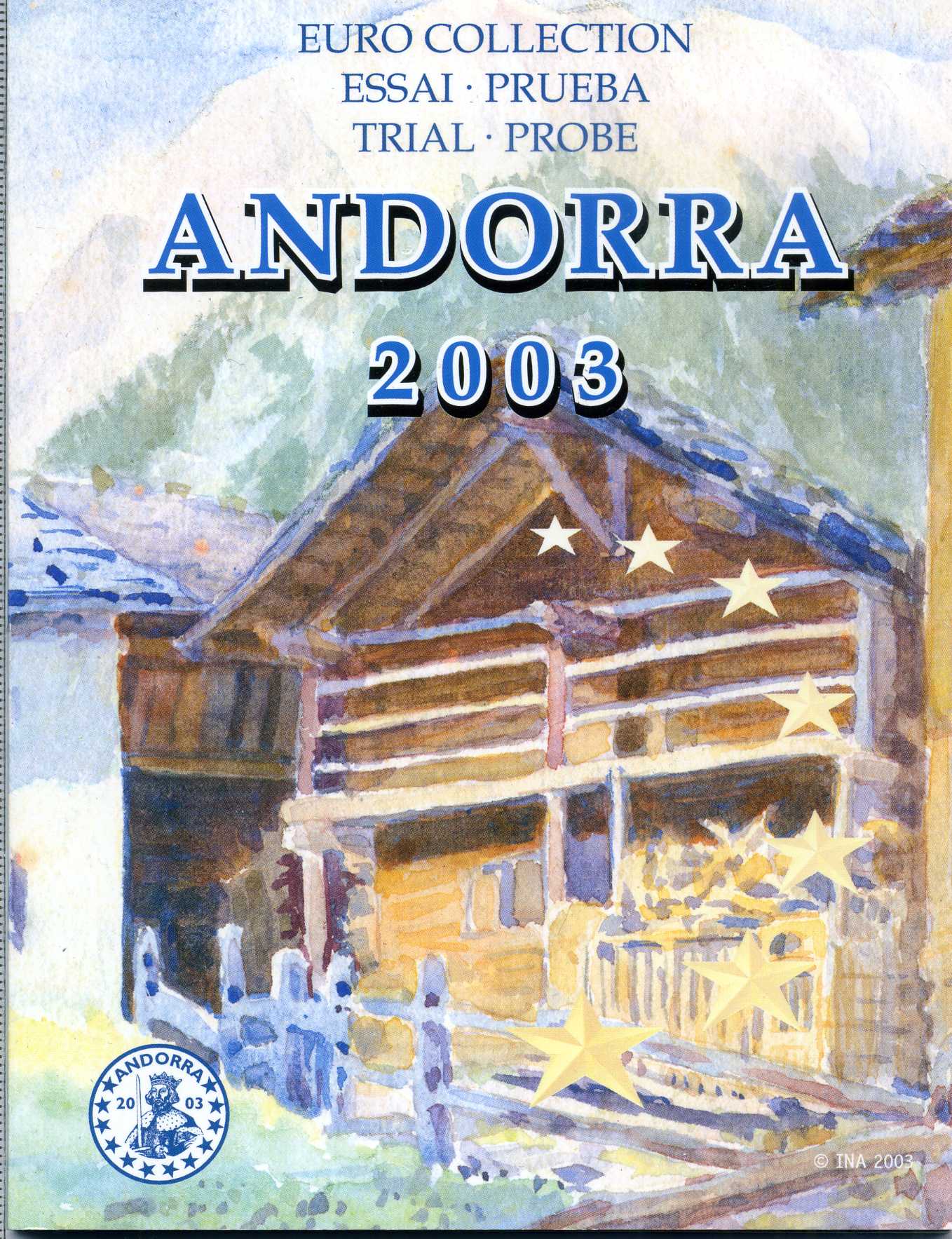 Андорра набор из 8 монет 2003 1 евроцент-2 евро, европробники, в оригинальном буклете UNC 00-00
