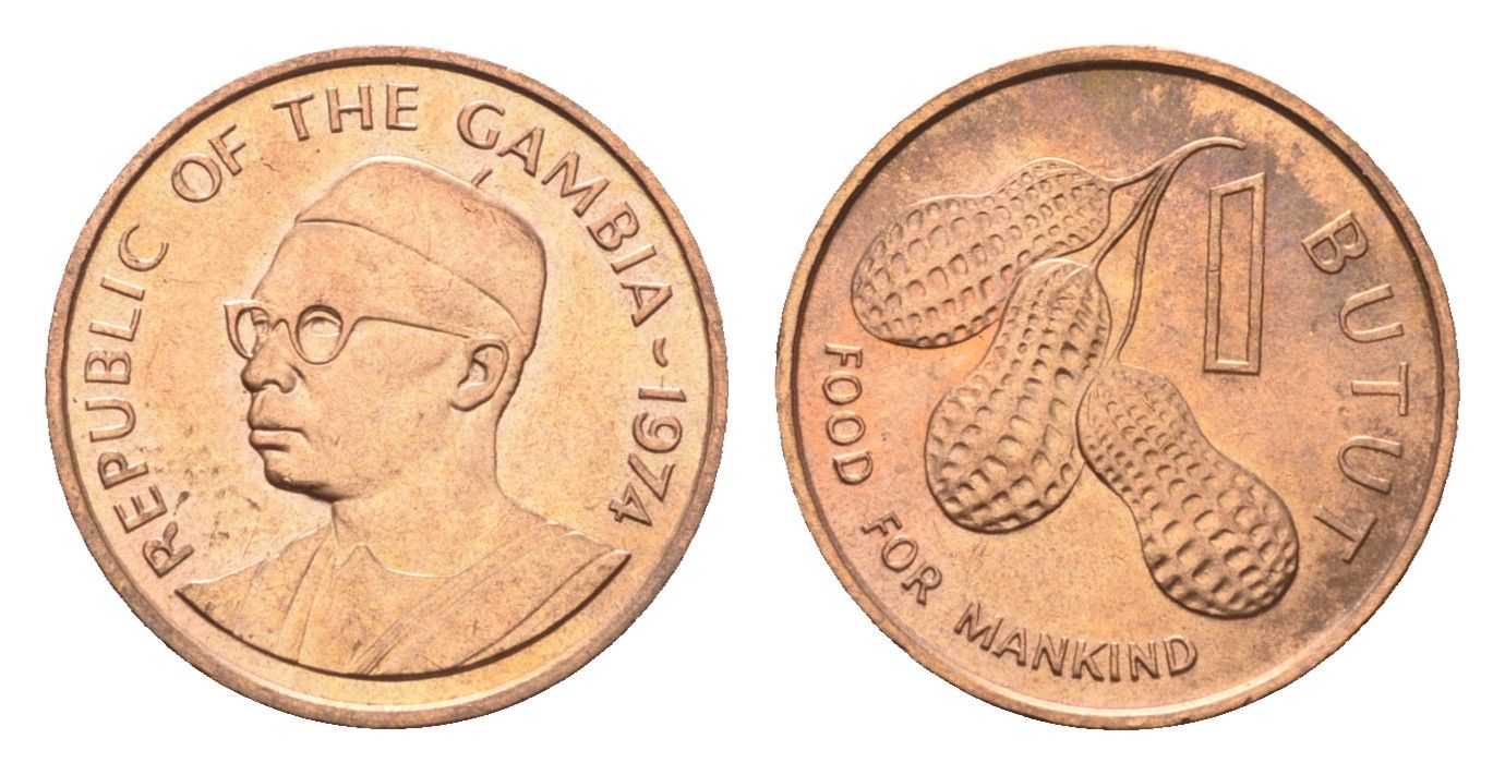 Гамбия 1 бутут 1974 ФАО - Еда для человечества KM 14 бронза UNC 4668-556