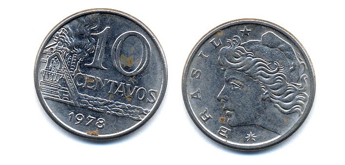 БРАЗИЛИЯ 10 СЕНТАВО 1978 KM 578.1a сталь 51-4533