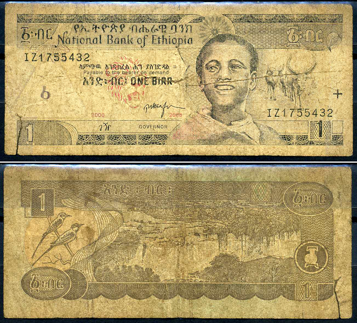 Эфиопия 1 быр ED 2000 AD 2008 Pick 46 e бумага 8592-6-3-2