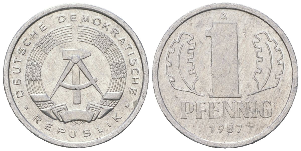 ГДР 1 пфенниг 1987 A KM 8.2 алюминий 201-642