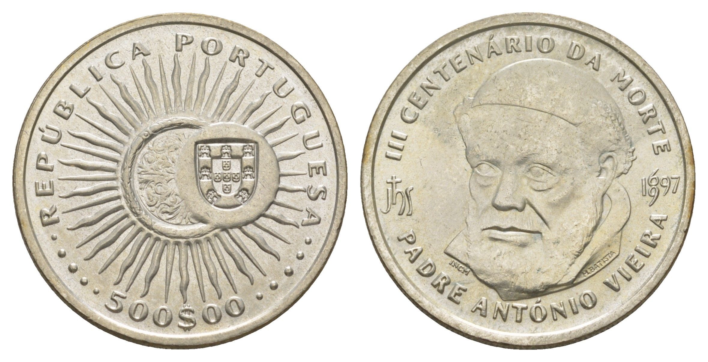 Португалия 500 эскудо 1997 300 лет со дня смерти Антониу Виейра KM 701 серебро BU 32-822