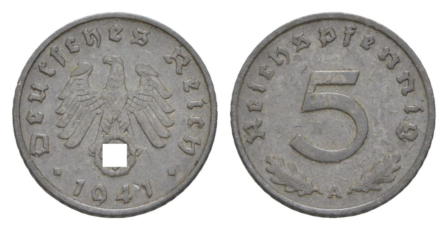 Германия 5 рейхспфеннигов 1941 A KM 100, J.370 цинк 4613-454