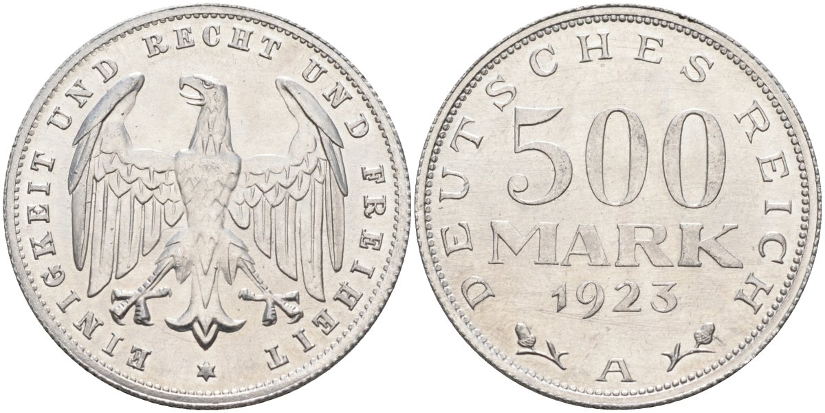 Германия 500 марок 1923 А KM 36, J.305 алюминий UNC 4587-116