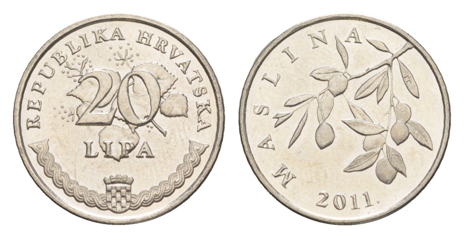 Хорватия 20 лип 2011 олива, нечетный год KM 7 сталь плакированная никелем UNC 261-547