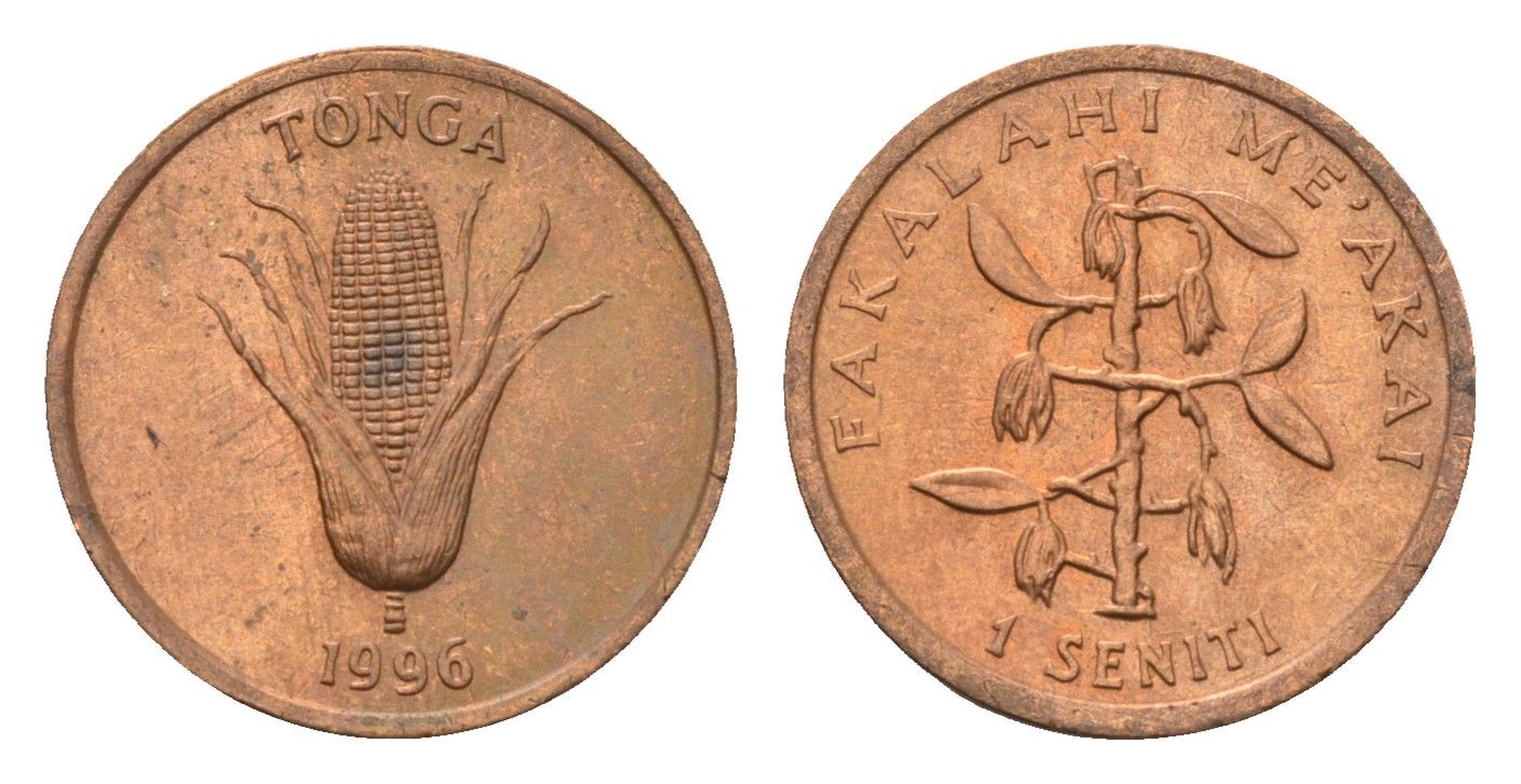 Тонга 1 сенити 1996 KM 66 бронза UNC 4396-1337