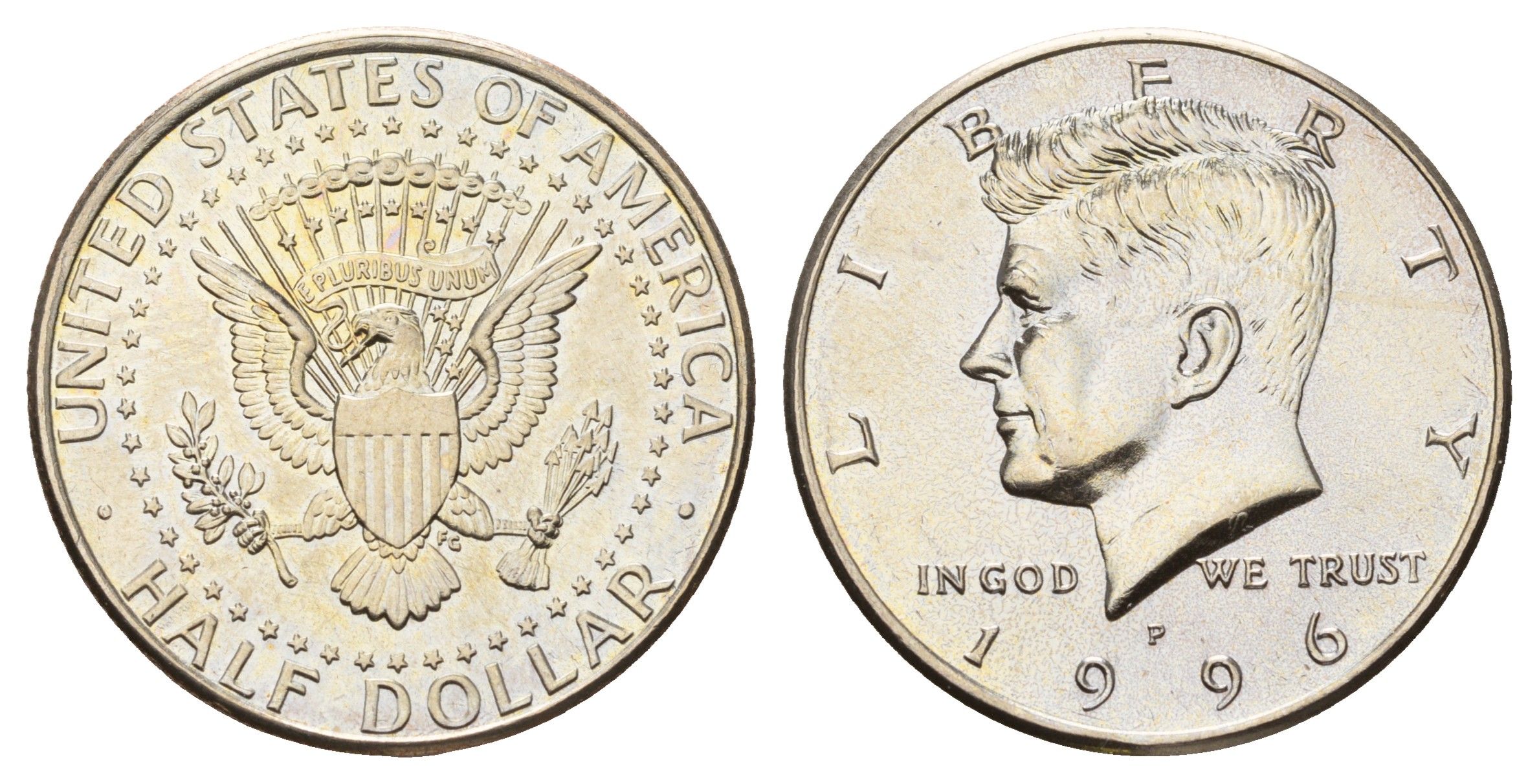 США 1/2 доллара (50 центов) 1996 P, Джон Кеннеди KM A202b медь плакированная медно-никелем UNC 4672-723