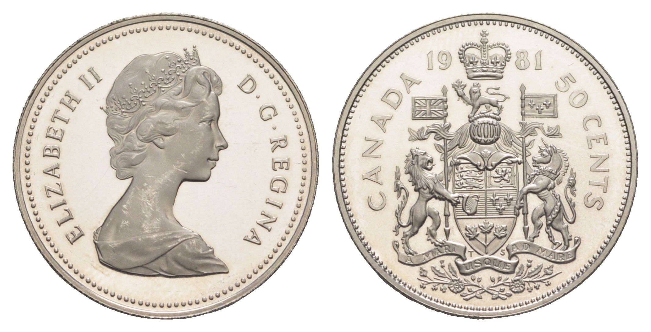 Канада 50 центов 1981 Елизавета II (1952-2022), герб KM 75.3 никель PROOF 633-821