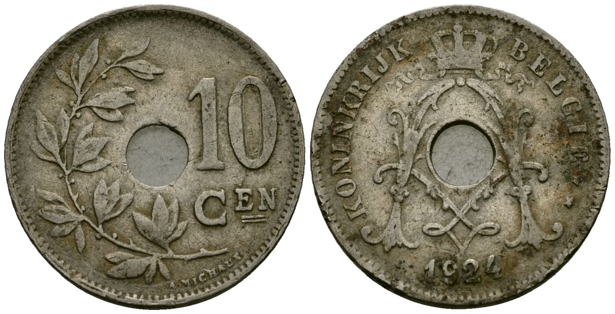 Бельгия 10 сантимов 1924 Belgie KM 86 медно-никель 4172-1245