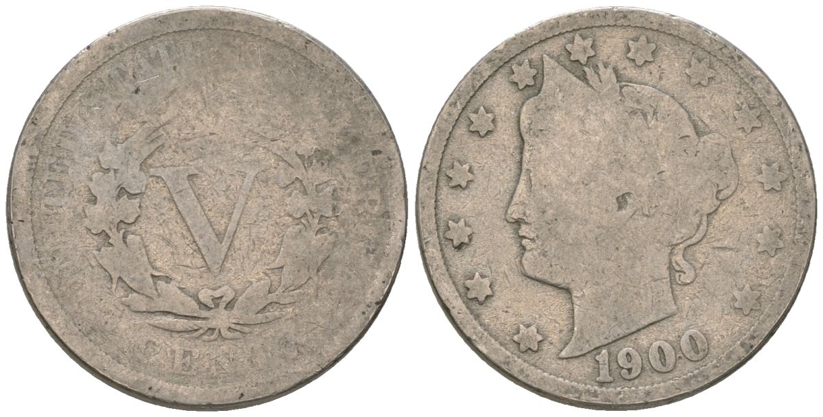 США 5 центов 1900 голова свободы KM 112 медно-никель 4563-133