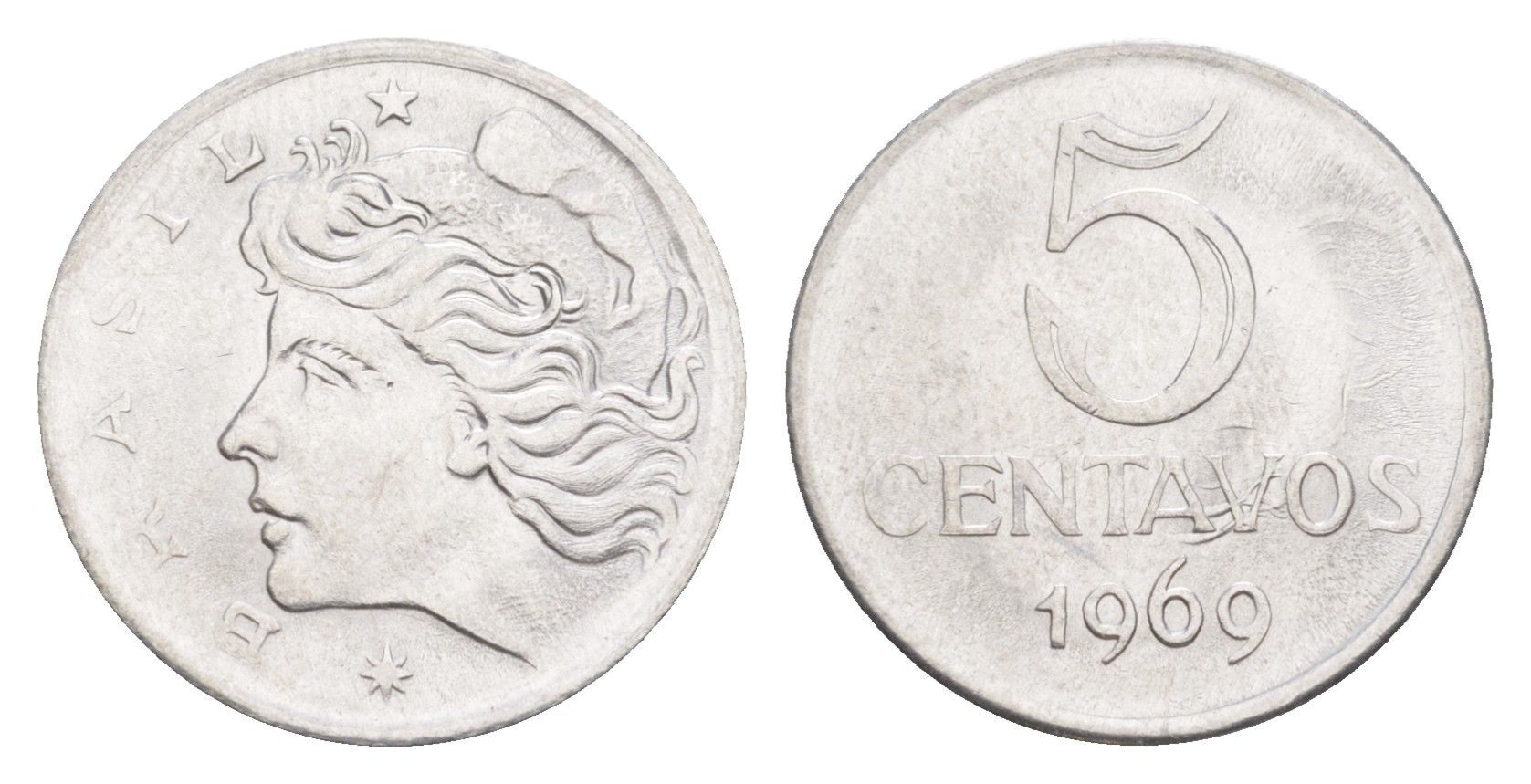 Бразилия 5 сентаво 1969 KM 577.2 нержавеющая сталь UNC 4644-418