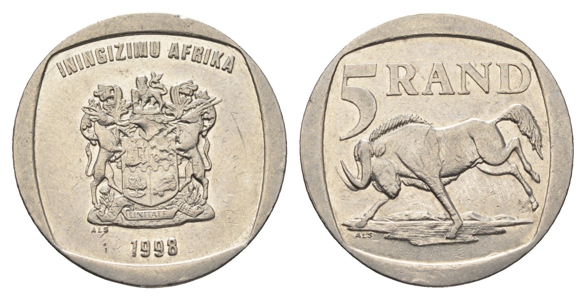 ЮАР 5 рандов 1998 KM 166 медь плакированная никелем 4693-436