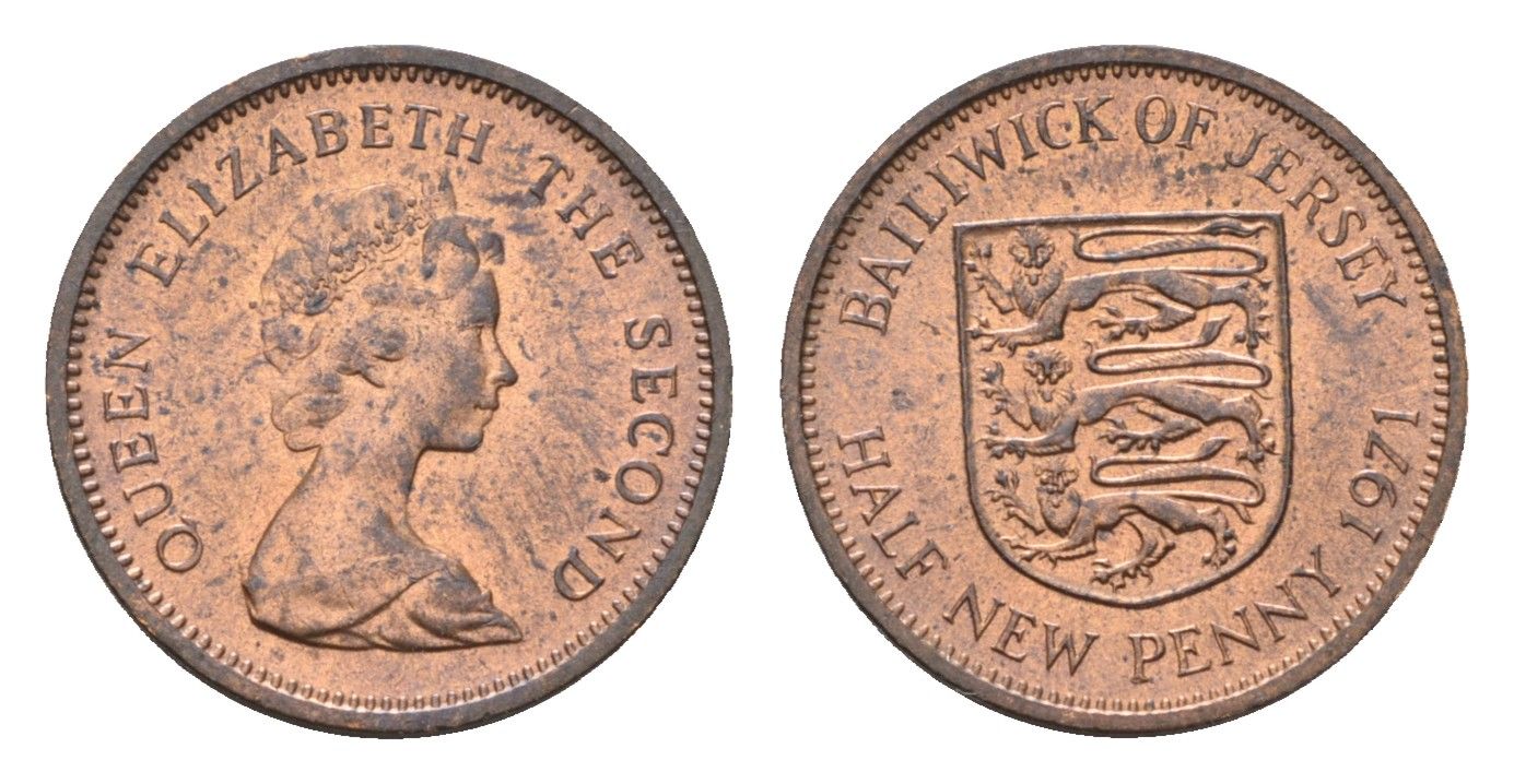 Джерси 1/2 пенни 1971 Елизавета II (1952-2022) KM 29 бронза UNC 4690-236