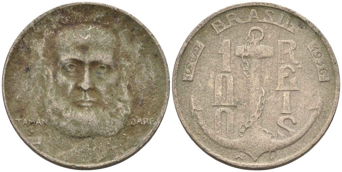 Бразилия 100 рейс 1936 Маркиз Тамандаре KM 536 медно-никель 4115-534