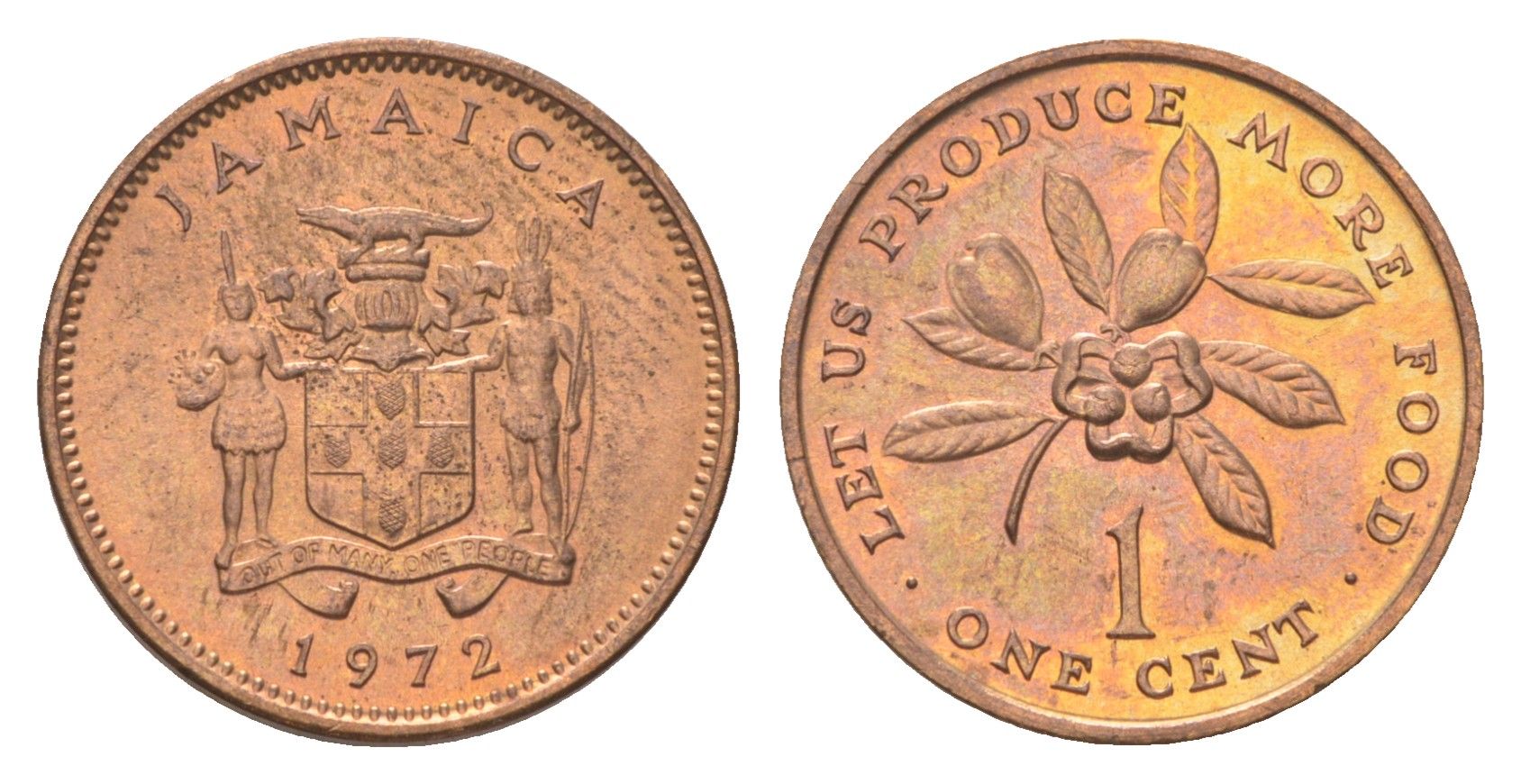 Ямайка 1 цент 1972 ФАО - Давайте производить больше еды KM 52 бронза UNC 4623-567