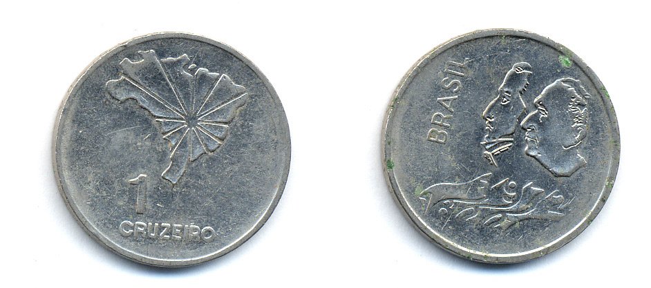 Бразилия 1 крузейро 1972 150 лет независимости KM 582 никель aUNC 51-4736