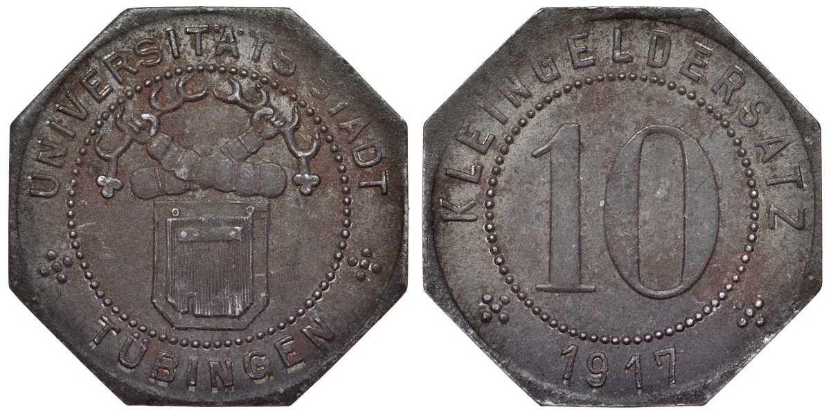 Тюбинген 10 пфеннигов 1917 Funck 551.6 железо 4119-1241