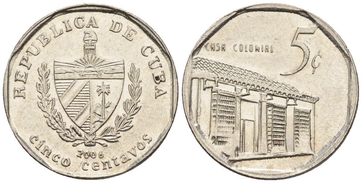 Куба 5 сентаво 2006 KM 575.2, Schoen 713, JMA MC19 сталь плакированная никелем 4115-958