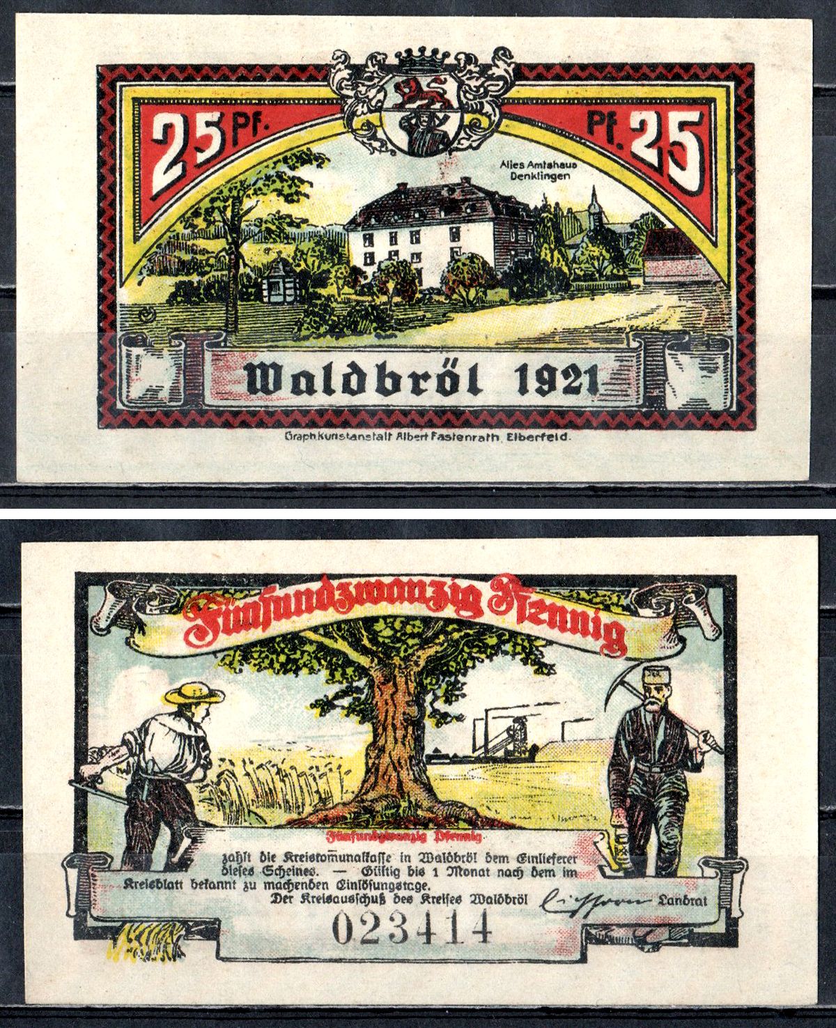 Вальдбрёль (Пруссия, Рейн) 25 пфеннигов 1921 2193-34-2-2