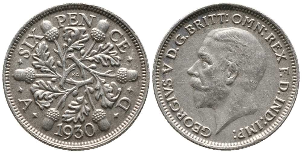 Великобритания 6 пенсов 1930 Георг V (1910-1936) KM 832, Spink 4040 серебро 201-141