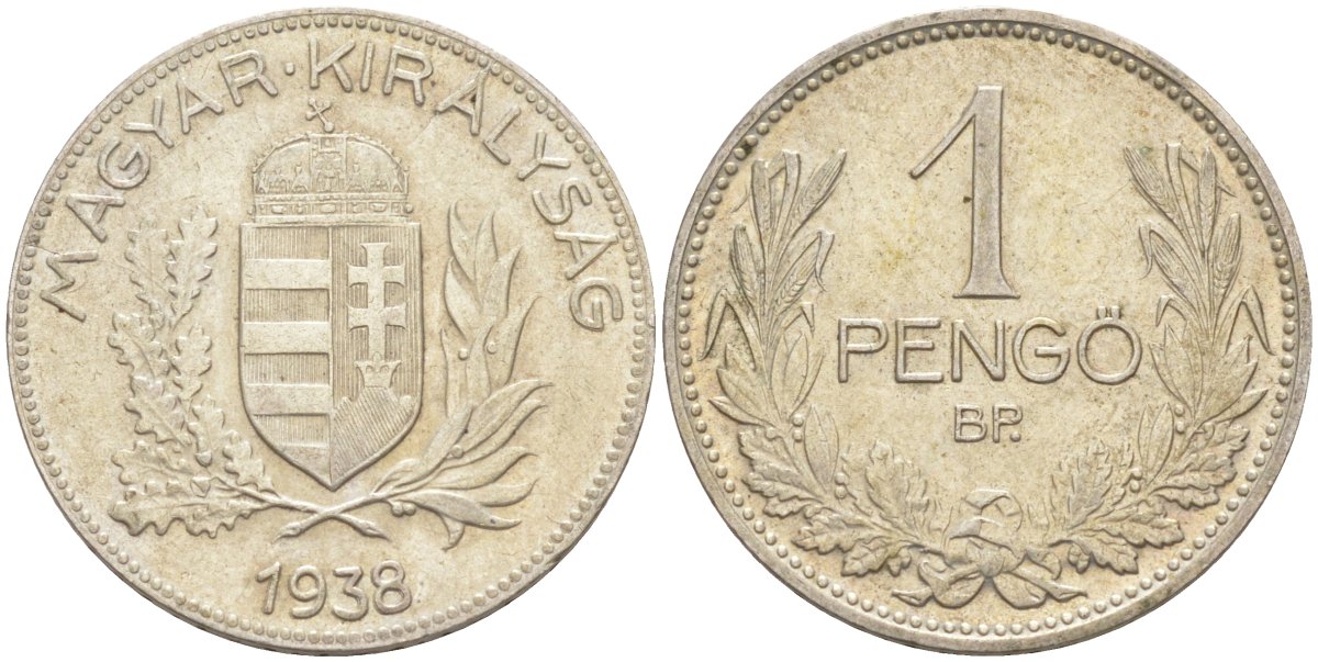 Венгрия 1 пенге 1938 KM 510 серебро 4514-642