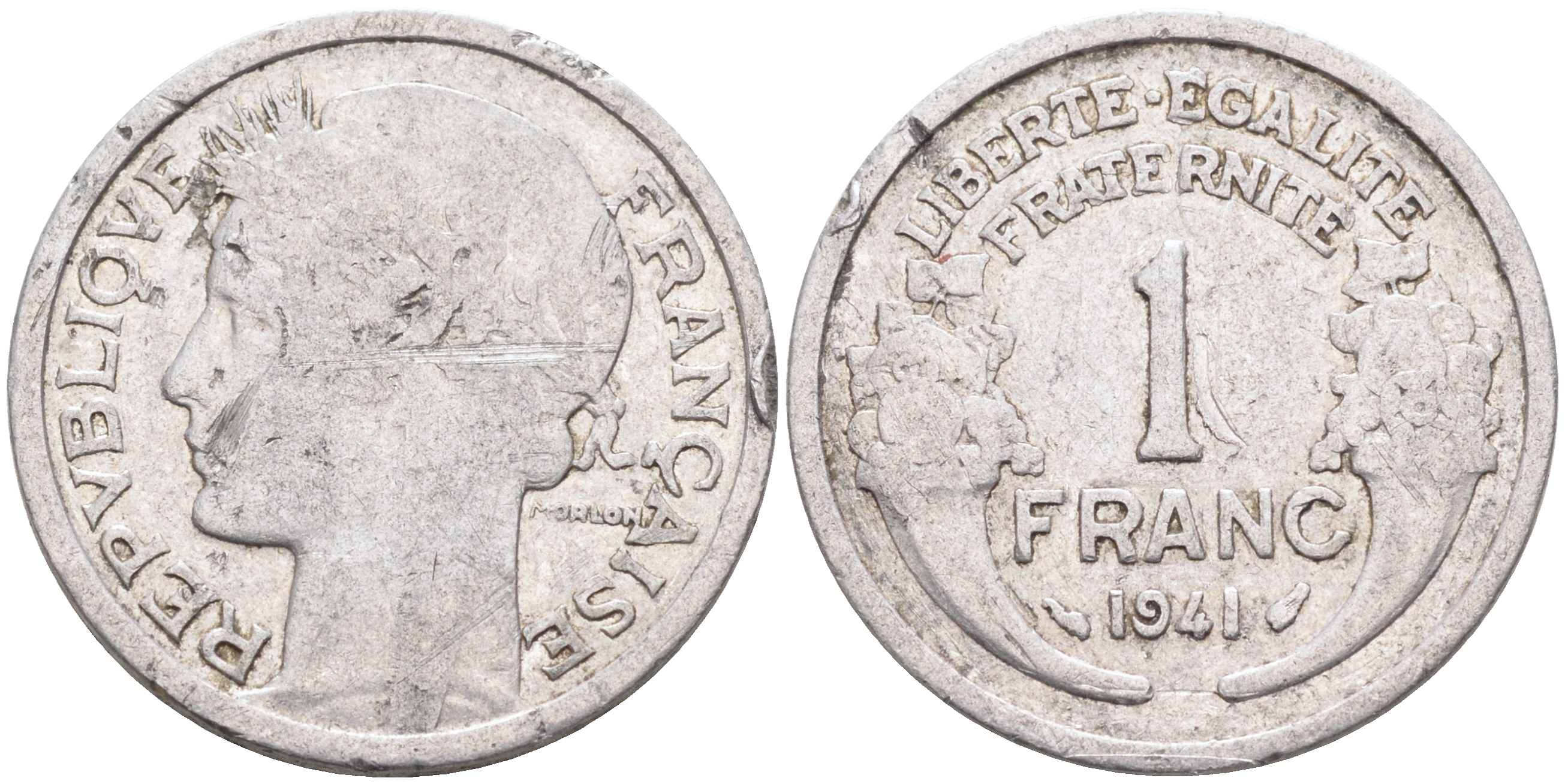 ФРАНЦИЯ 1 ФРАНК 1941 ПЕРВЫЙ ГОД KM 885а.1 алюминий 4589-554