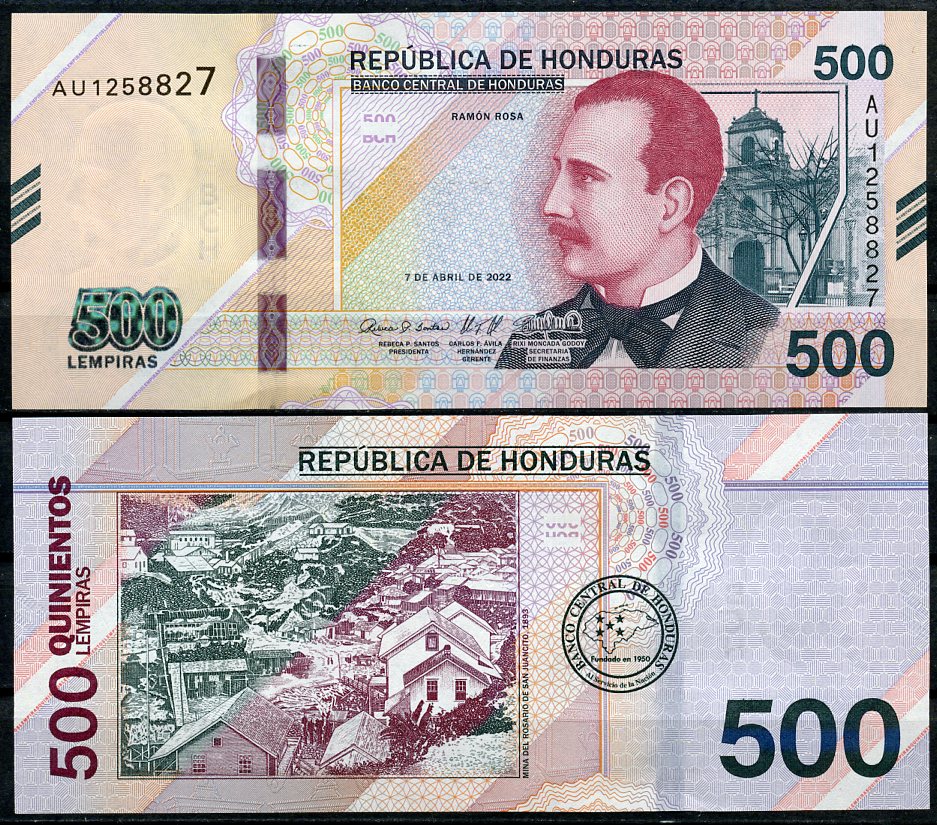 Гондурас 500 лемпира 2022 Рамон Роза Pick 113  бумага  UNC (пресс) 451-607-1