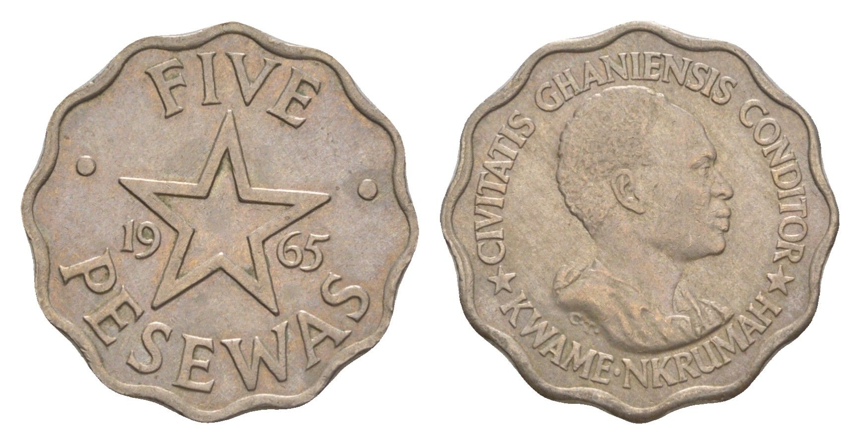 Гана 5 песев 1965 KM 8 медно-никель UNC 4596-415