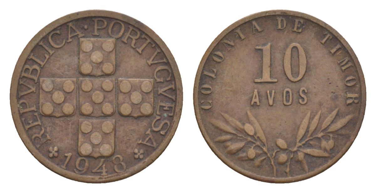 Португальский Тимор 10 аво 1948 KM 5 бронза 3711-1234