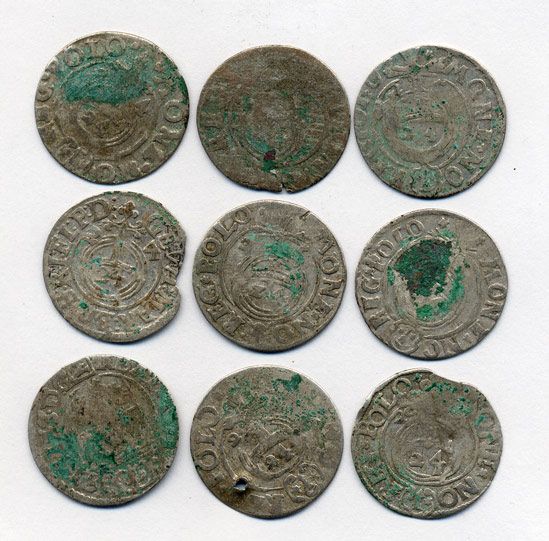ПОЛЬША ЛОТ ИЗ 9 МОНЕТ В ПОЛТАРАК XVII век M12-13-10