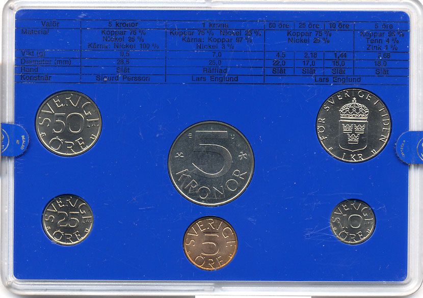 Швеция набор монетного двора из 6 монет 1981 в пластике, Карл XVI Густав (1973- ) KM MS19 UNC 7-5-7-193