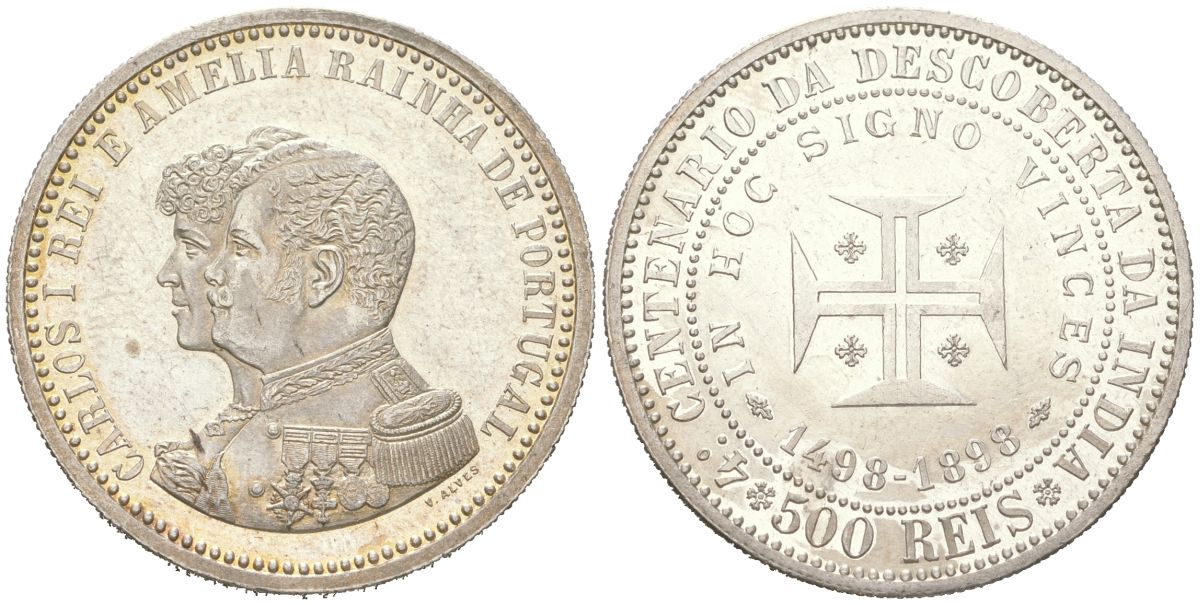 Португалия 500 реалов 1898 400 лет Открытию Индии KM 538 серебро 413-244