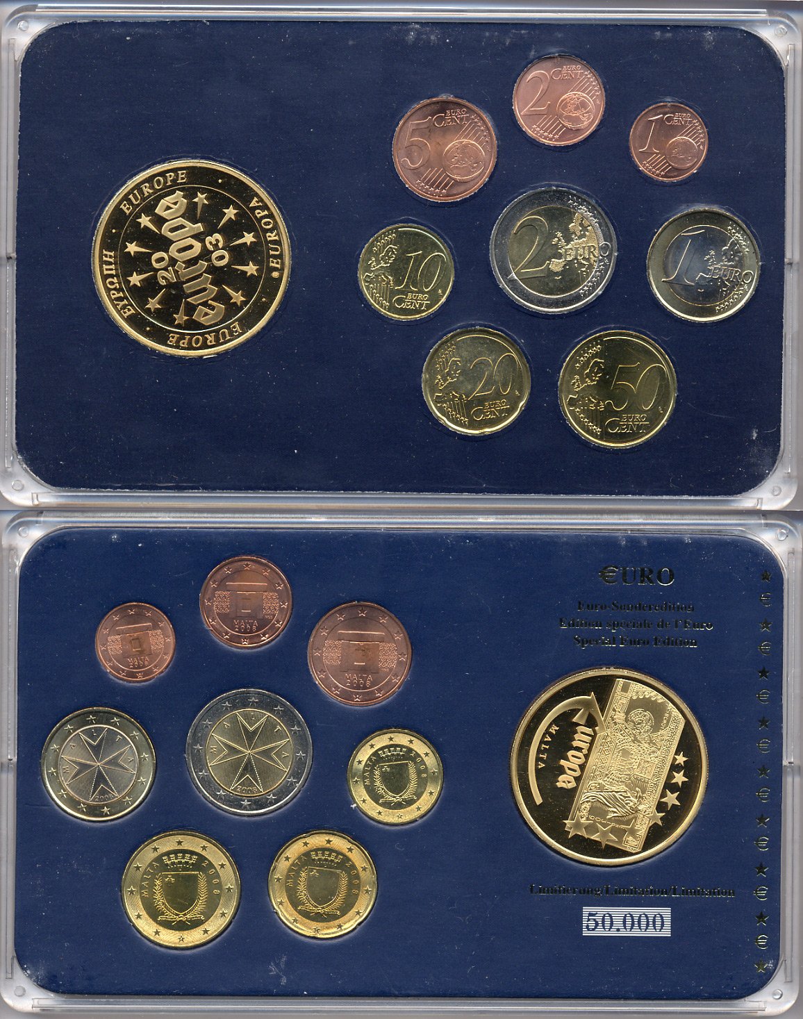 Мальта официальный набор из 8 монет (1, 2, 5, 10, 20 и 50 евроцентов; 1 и 2 евро) + жетон монетного двора 2008  KM 125, 126, 127, 128, 129, 130, 131 и 132 UNC 4-4-1-56