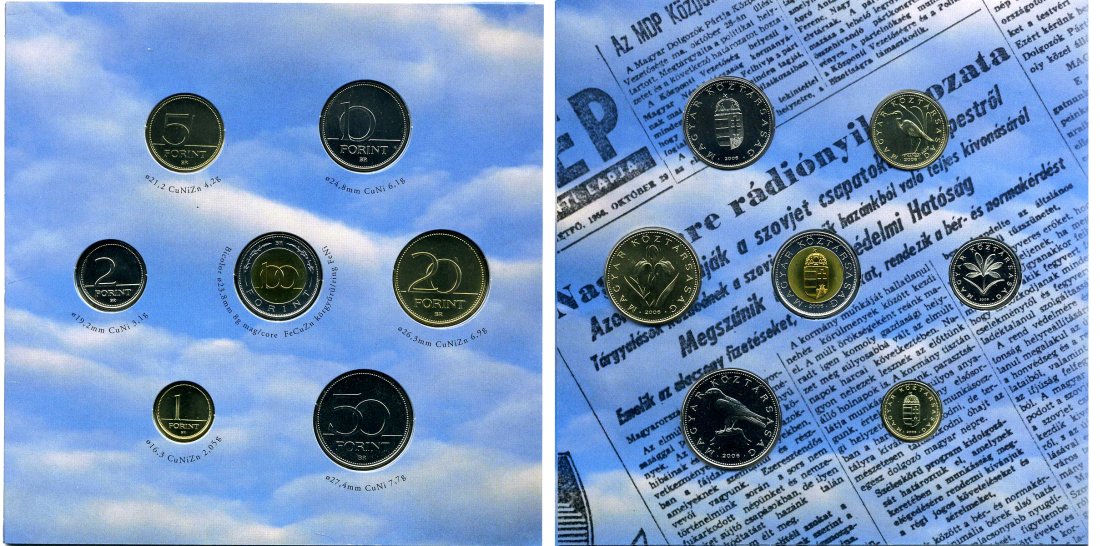 Венгрия набор из 7 монет 2006 60 лет форинту, официальный выпуск, в оригинальном картонном буклете, тираж 5000 экз.    BUNC  3-4-4-08