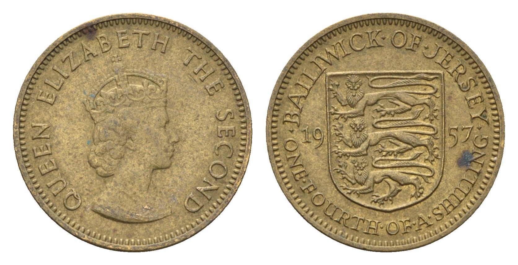 Джерси 1/4 шиллинга 1957 Елизавета II (1952-2022) KM 22 никель латунь 4687-749