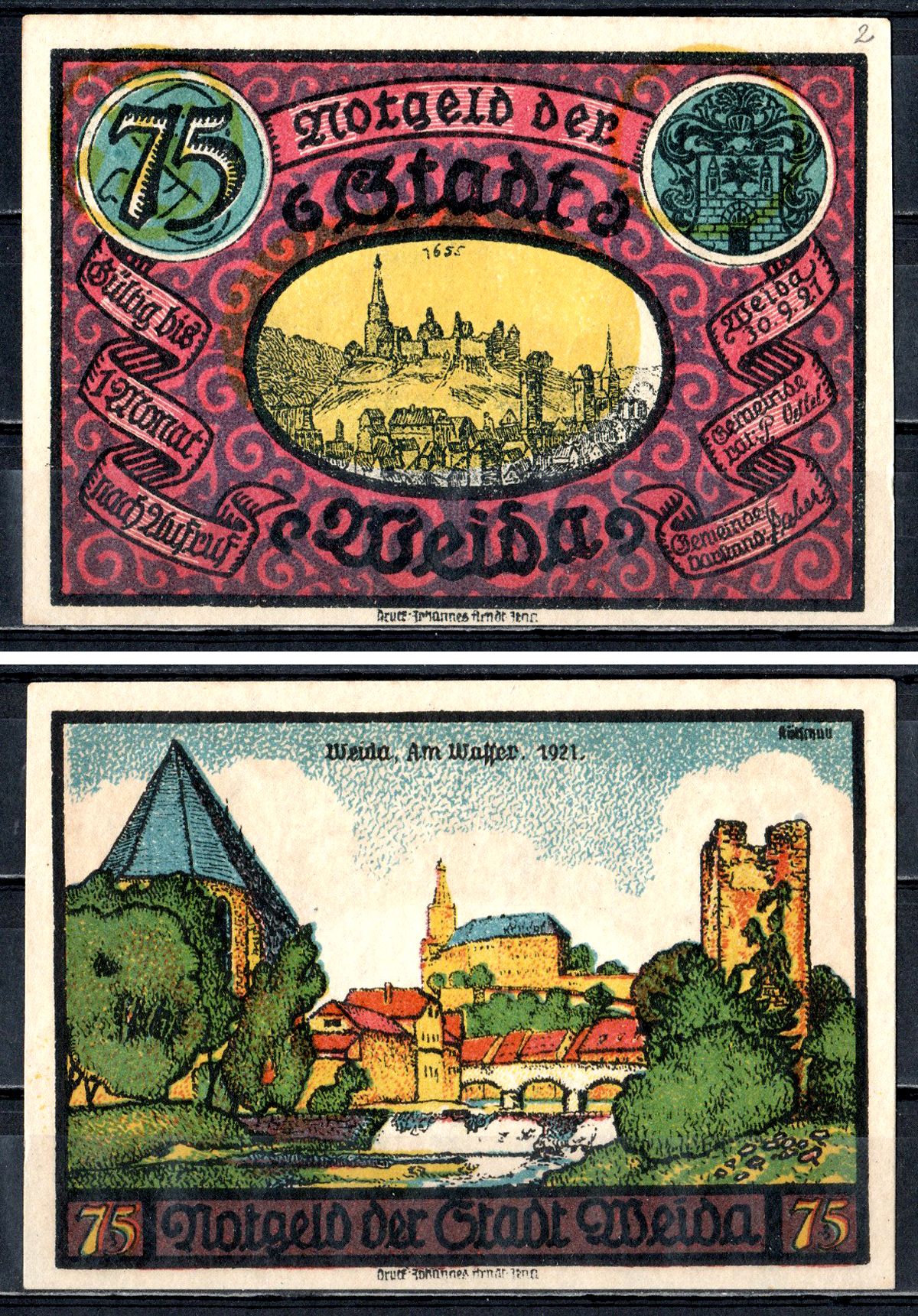 Вайда (Тюрингия) 75 пфеннигов 1921 2193-53-1-2