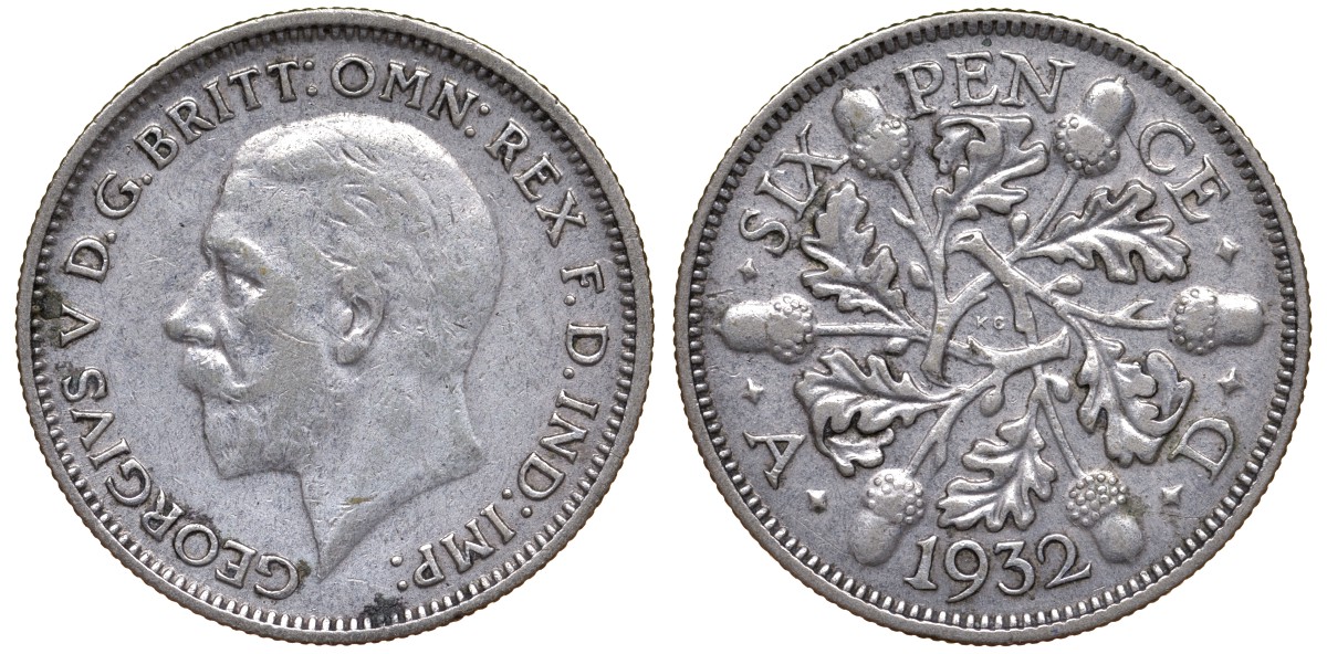 Великобритания 6 пенсов 1932 Георг V (1910-1936) KM 832, Spink 4041 серебро 4124-729