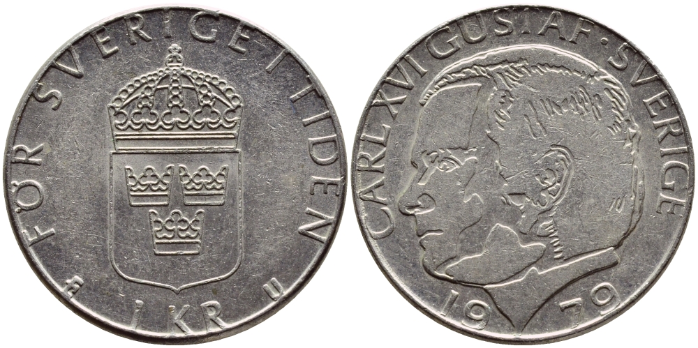 Швеция 1 крона 1979 Карл XVI Густав (1973- ) KM 852 медь плакированная медно-никелем 4397-915