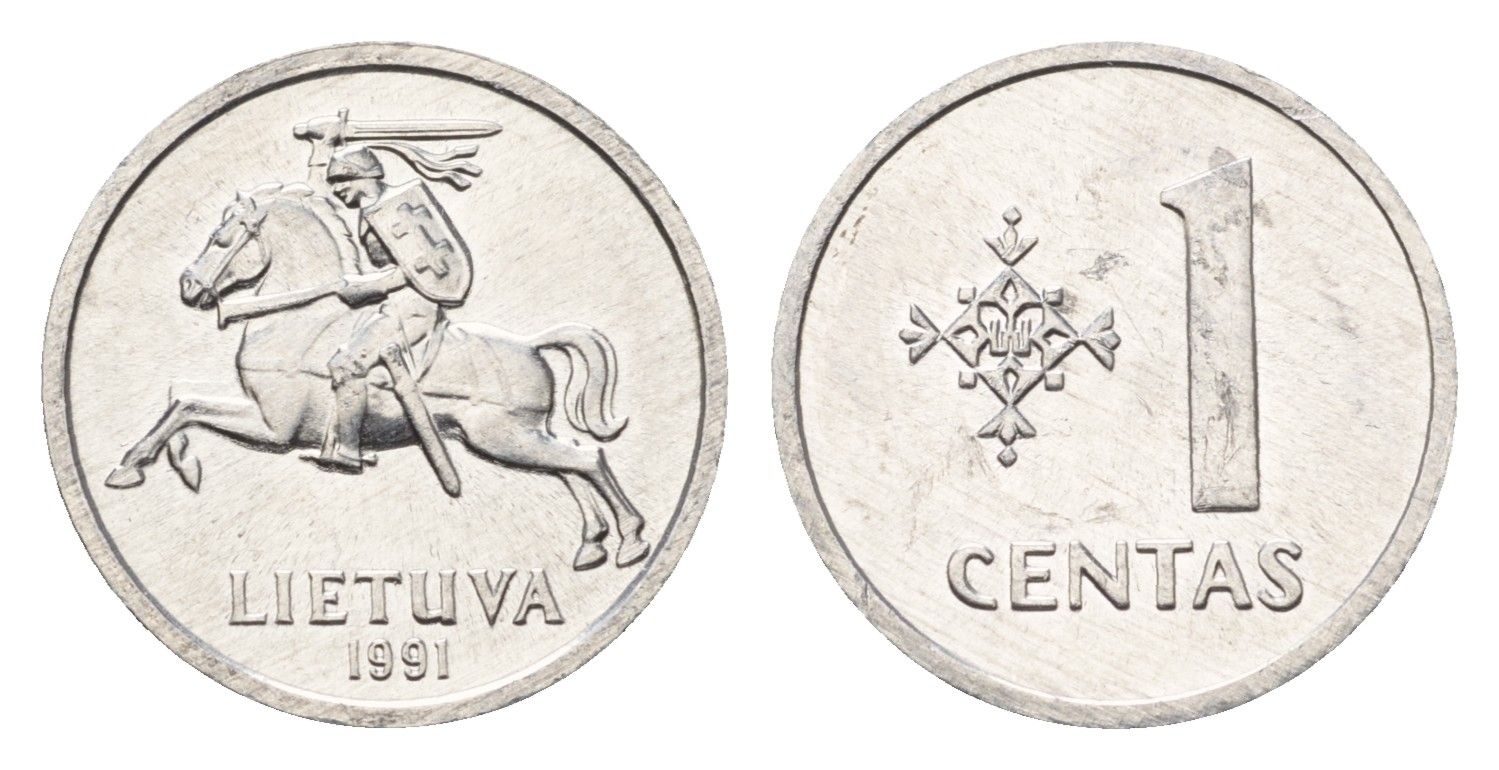 Литва 1 цент (сент) 1991 год-тип KM 85 алюминий UNC 4689-1022