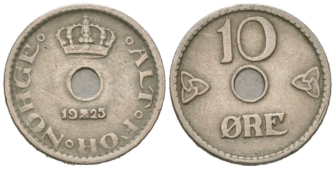 Норвегия 10 эре 1925 Хокон VII (1905-1957) KM 383 медно-никель 4615-357