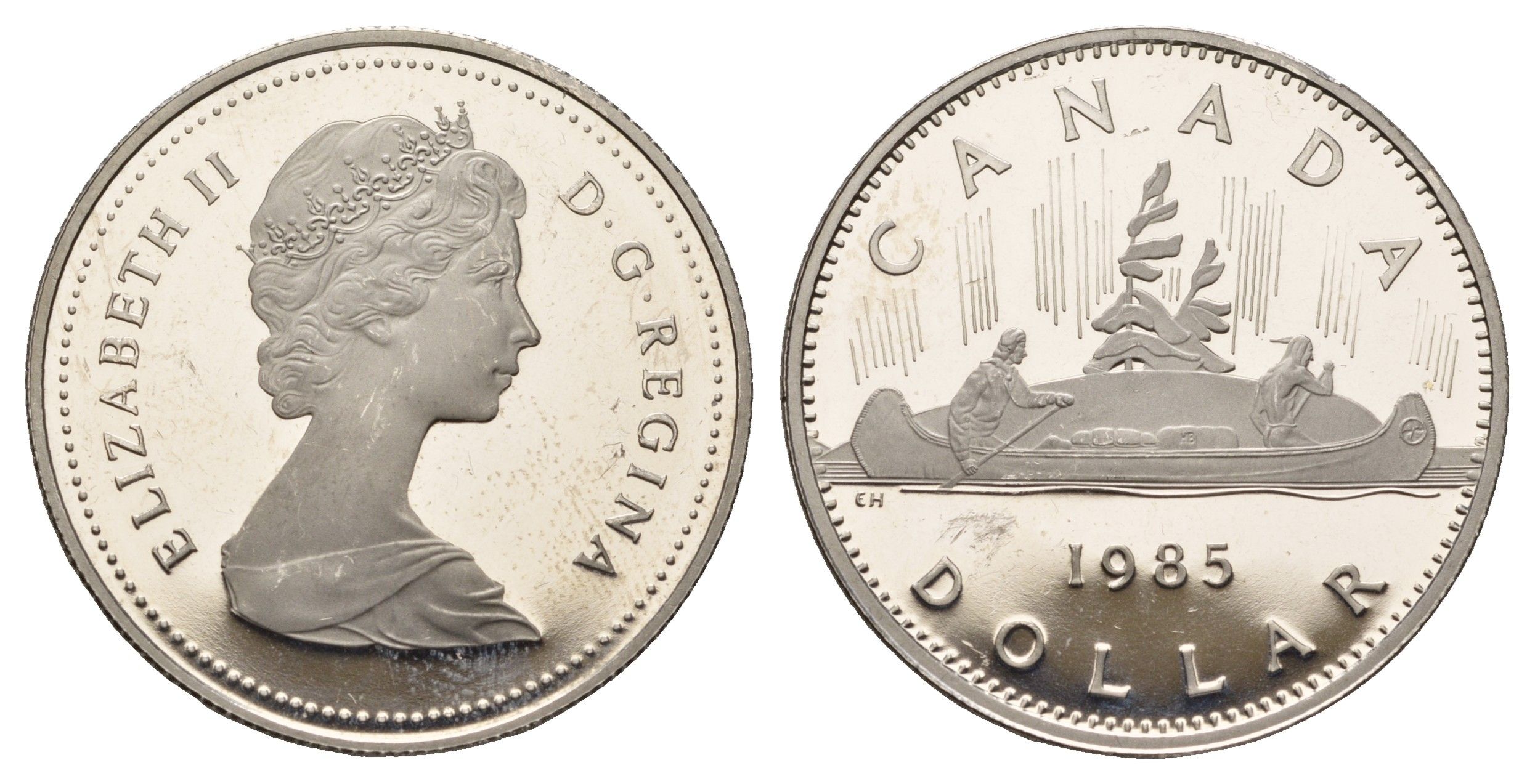 Канада 1 доллар 1985 Елизавета II (1952-2022), каноэ KM 120.1 никель PROOF 413-4915