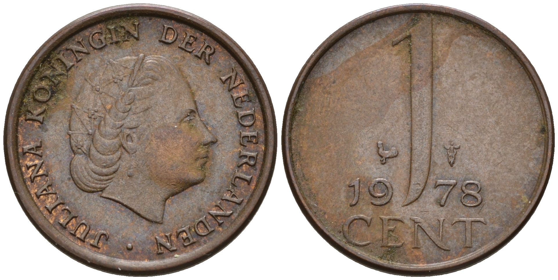 Нидерланды 1 цент 1978 Юлиана (1948-1980) КМ 180 бронза    4602-517