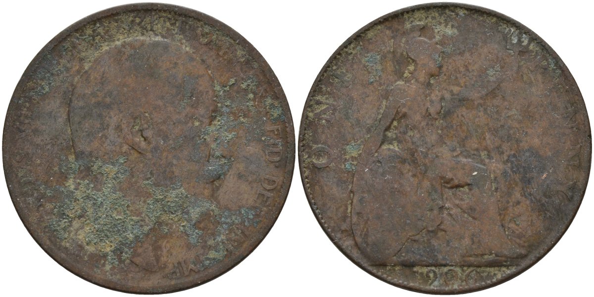 Великобритания 1 пенни 1906 Эдуард VII (1901-1910) KM 794.2, Sp 3990 бронза 4144-736
