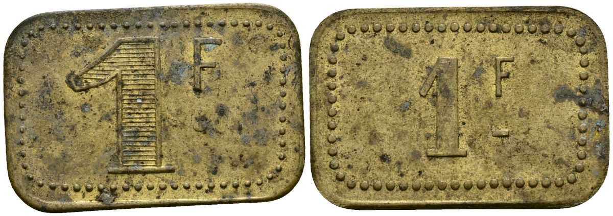 Франция 1 франк ND ресторанный жетон латунь 4166-141